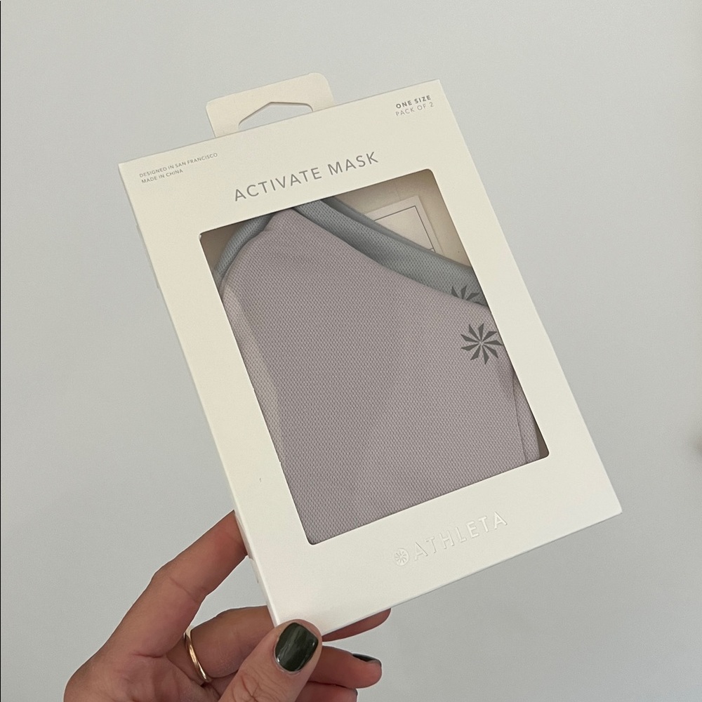 athleta activate face mask 2pk, dusty purple and light blue, one size